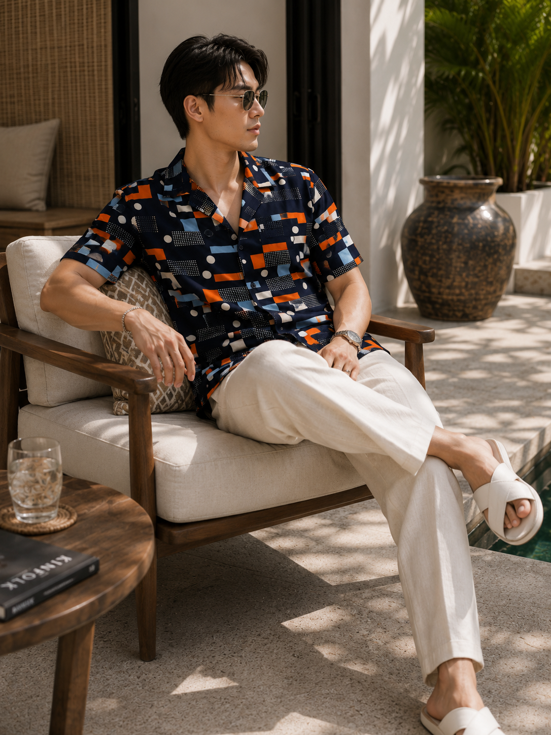 Summer Classic Juice resort shirt - navy mod dot print