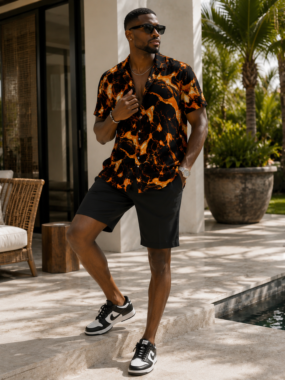Summer Classic Juice resort shirt - amber lava marble print