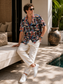 Summer Classic Juice resort shirt - crimson patchwork print