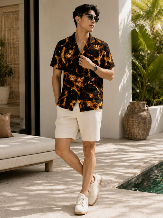 Summer Classic Juice resort shirt - amber lava marble print