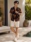 Summer Classic Juice resort shirt - amber lava marble print