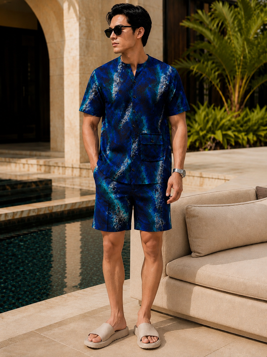 Ankara Classic Shirt - Electric Blue Storm