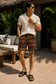 Ankara Splash shorts - Sunfire Mudcloth red and gold tribal print - Men's