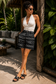 Ankara Splash shorts - Chevron Grid black and white print - Women's