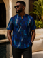 Ankara Classic Shirt - Electric Blue Storm print
