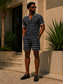 Ankara Classic short sleeve set - navy mosaic print