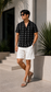 Ankara Classic short sleeve set - black arrow print