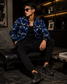 Ankara bomber jogger set - indigo tie-dye print