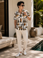 Summer Classic Juice resort shirt - mustard block grid print