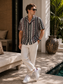 Summer Classic Juice resort shirt - tribal stripe noir print